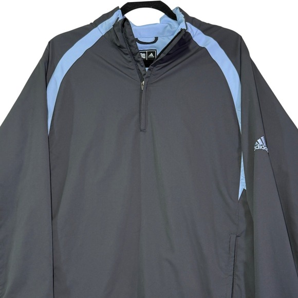 Adidas Mens 1/4 Zip Pullover Golf Jacket Gray Light Blue Large L - Picture 1 of 5